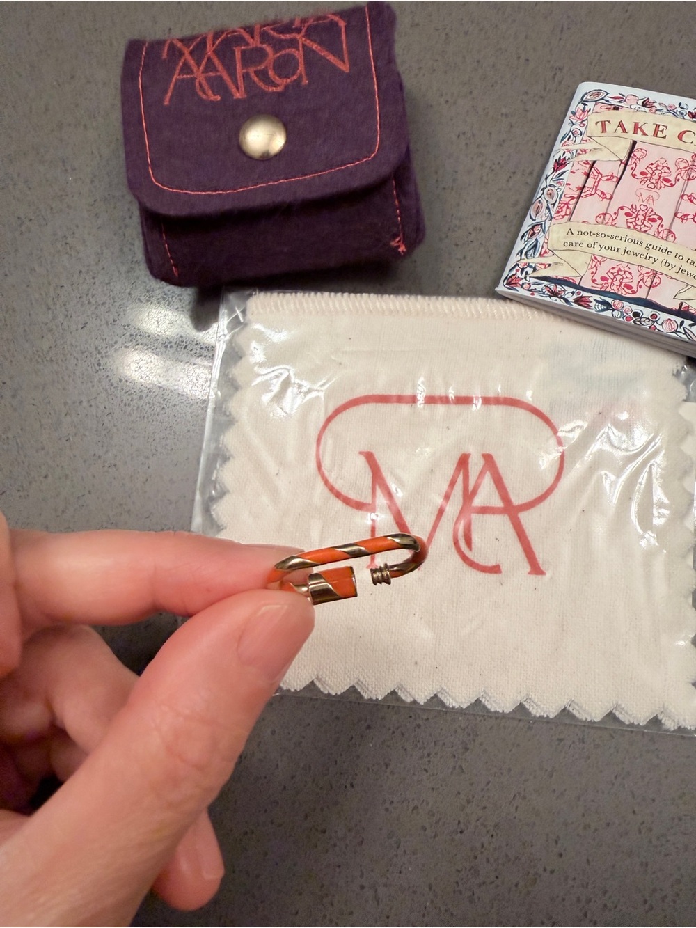 Marla Aaron Medium Lock In Gold And Tacky Enamel, New - Picture 4 of 7